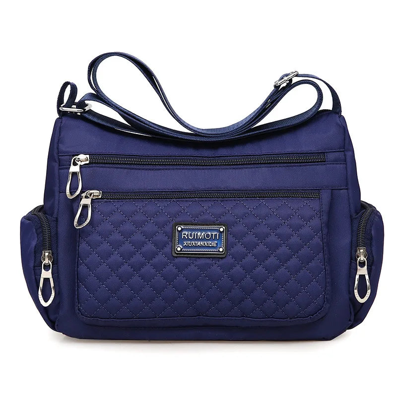 Waterproof Nylon Plaid Crossbody Bag Large Capacity Lady Shoulder Bag