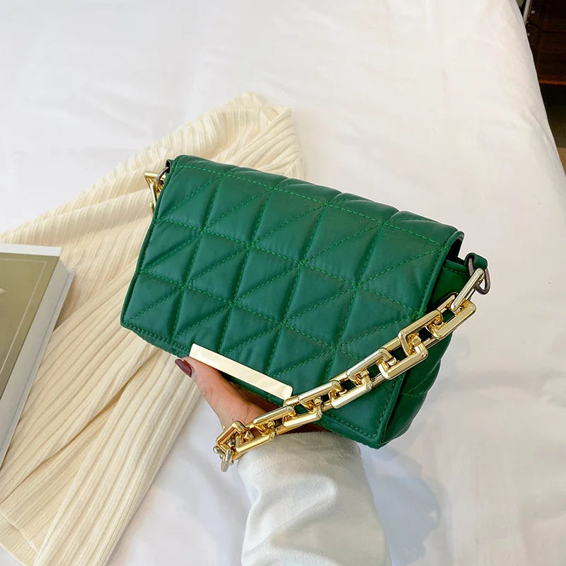 Women's Crossbody Bags PU Leather Quilted Small Square Bags