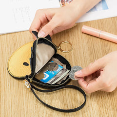 Cow Cartoon PU Wallet Zipper Purse Mini Handheld Money Pouch