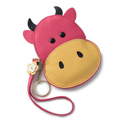 Cow Cartoon PU Wallet Zipper Purse Mini Handheld Money Pouch