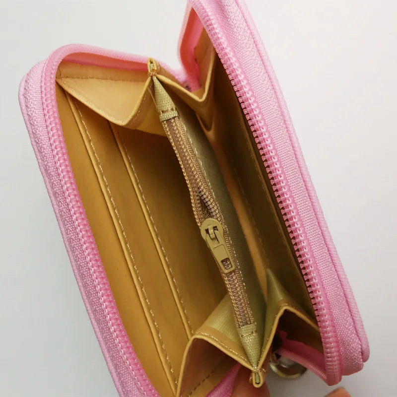 Women's Sailor-Moon Leather Short Zip Wallet Coin Card Holder