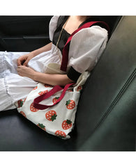 Fruit Cotton Canvas Large Shoulder Tote Bag for Women