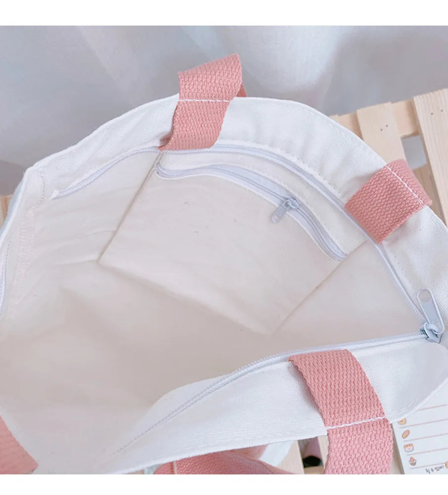 Fruit Cotton Canvas Large Shoulder Tote Bag for Women