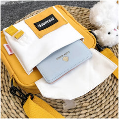 Fur Ball Pendant Canvas Shoulder Bag for Girls Women