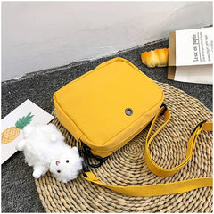 Fur Ball Pendant Canvas Shoulder Bag for Girls Women