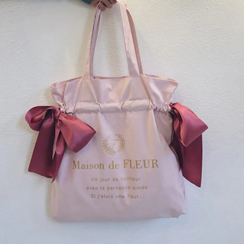 Girl Bow Handbags Teen Schoolbag Tote Shopping Bag