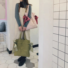 Women's Bow Handbag Teen Girl Bookbag Tote Schoolbag Ladies Shopping Bag
