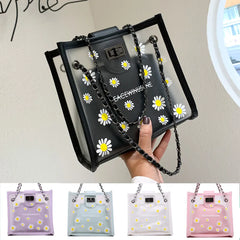 Women's Daisy Shoulder Bags Transparent Jelly Bag Handbags Purse Clutches