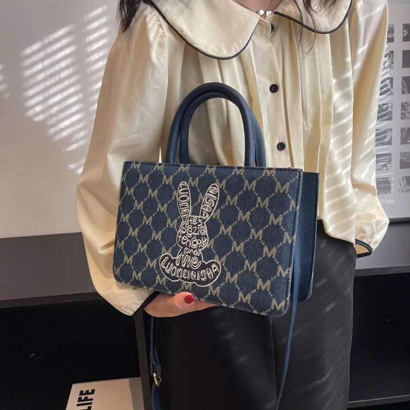 Women's Denim Tote Bag Canvas Large Capacity Crossbody Shoulder Shopper Bags