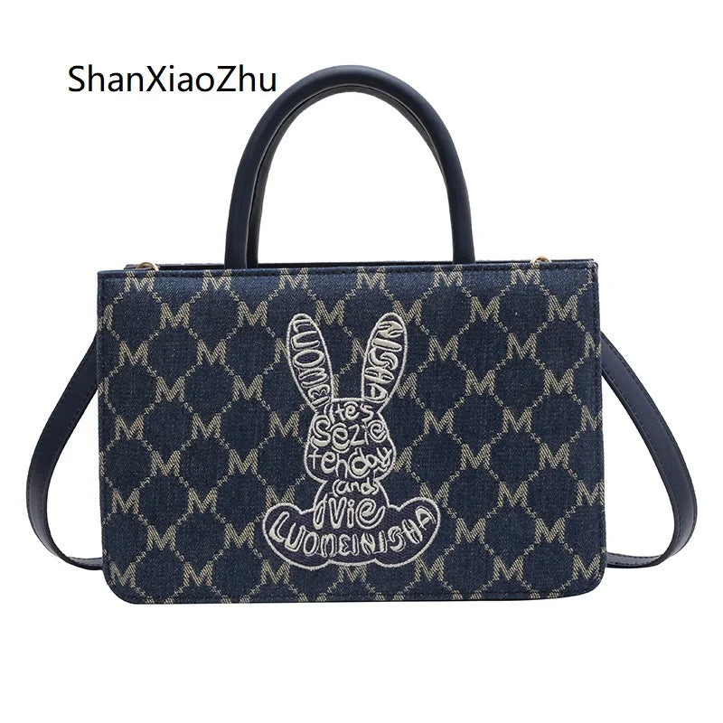 Women's Denim Tote Bag Canvas Large Capacity Crossbody Shoulder Shopper Bags