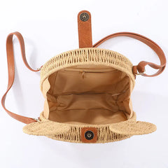 Women's Straw Fancy Bags Handbag Rattan Travel Vacation Small Round Beach Bags