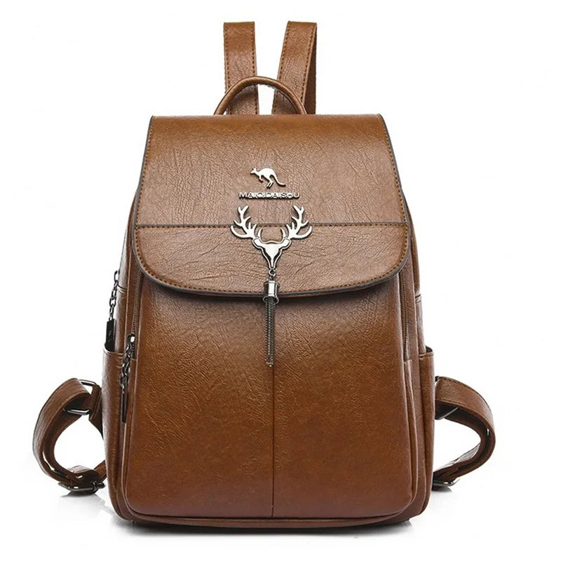 Vintage Deer Head Tassel Backpack High Capacity Girls School Bags