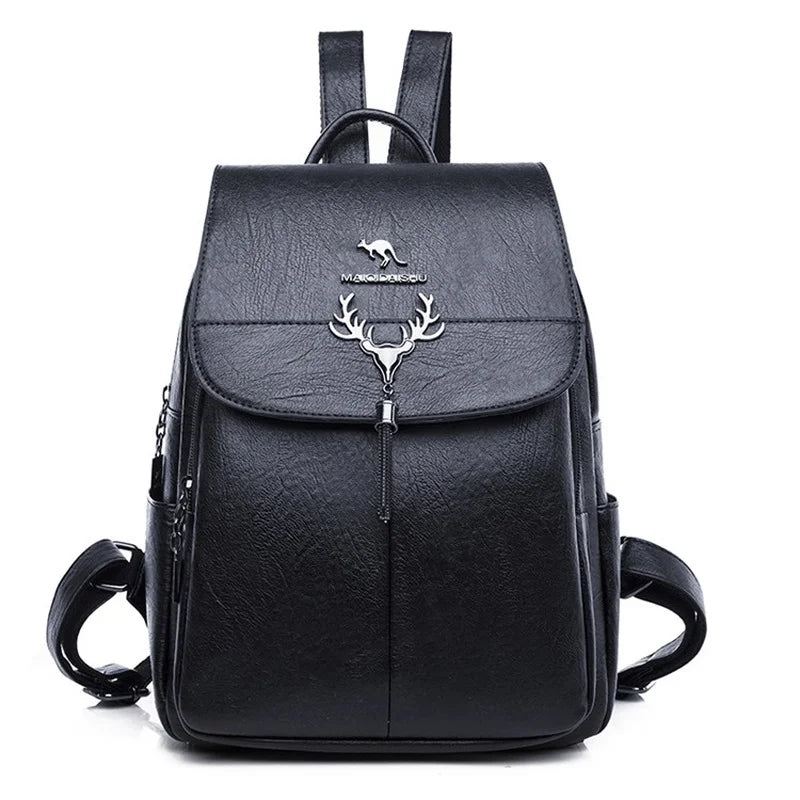 Vintage Deer Head Tassel Backpack High Capacity Girls School Bags