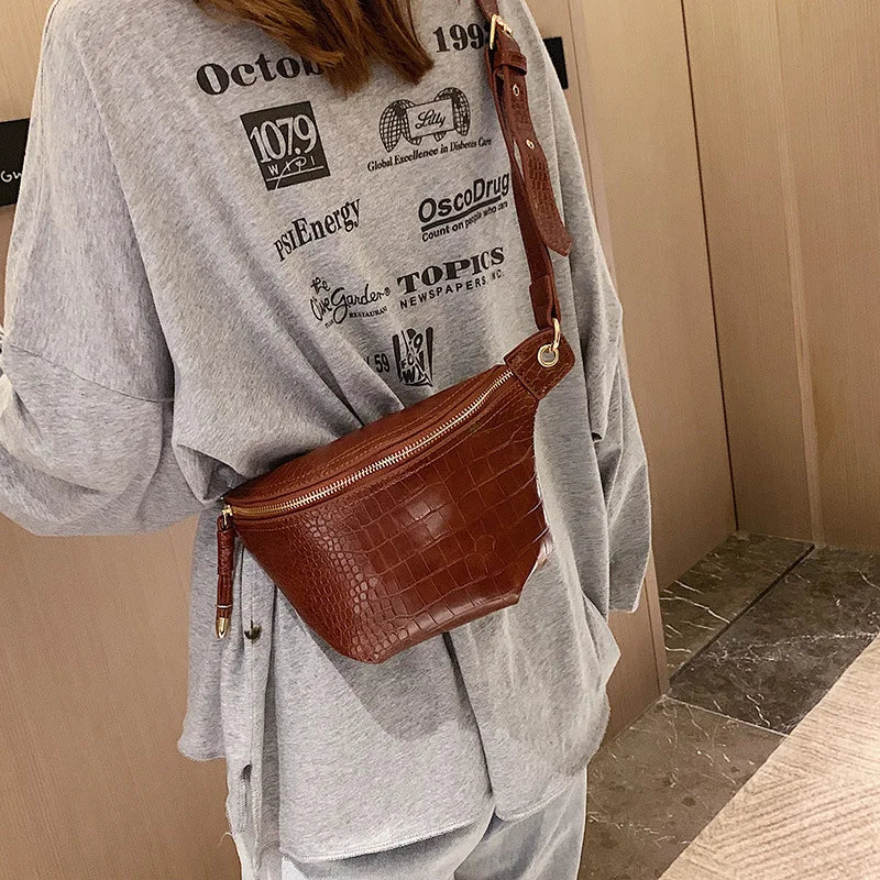 Women's Crocodile Shoulder Bag Casual Small Square Bag