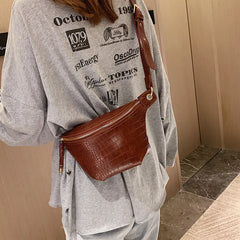 Women's Crocodile Shoulder Bag Casual Small Square Bag