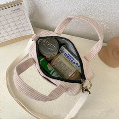 Corduroy Tote Bag Shoulder Shopper Crossbody Travel Phone Pouch