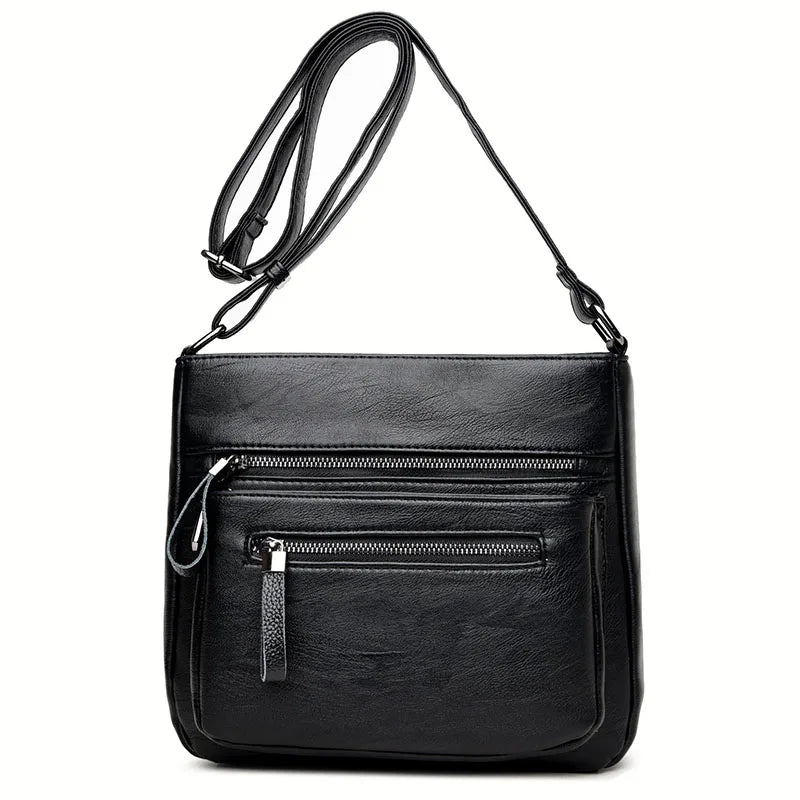 High Leather Women Handbag Multi-pocket Shoulder Bag