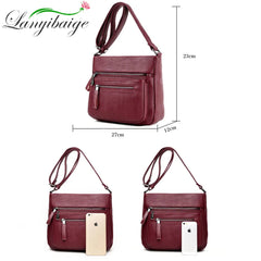 High Leather Women Handbag Multi-pocket Shoulder Bag