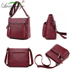 High Leather Women Handbag Multi-pocket Shoulder Bag