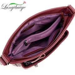 High Leather Women Handbag Multi-pocket Shoulder Bag