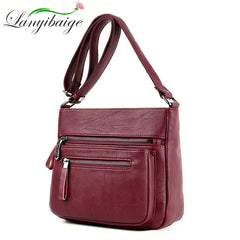 High Leather Women Handbag Multi-pocket Shoulder Bag