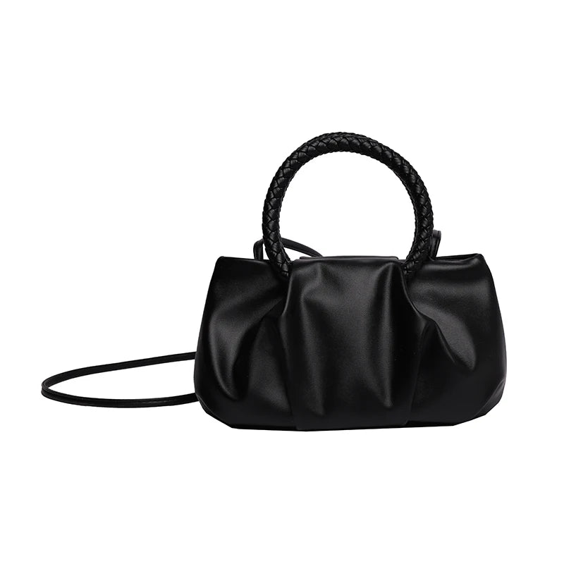 Women's Pleated Tote Crossbody Messenger Bag Soft PU Leather Shoulder Bag