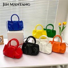 Women's Pleated Tote Crossbody Messenger Bag Soft PU Leather Shoulder Bag