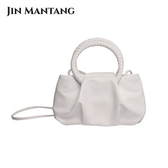 Women's Pleated Tote Crossbody Messenger Bag Soft PU Leather Shoulder Bag