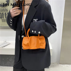 Women's Pleated Tote Crossbody Messenger Bag Soft PU Leather Shoulder Bag