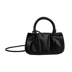 Women's Pleated Tote Crossbody Messenger Bag Soft PU Leather Shoulder Bag