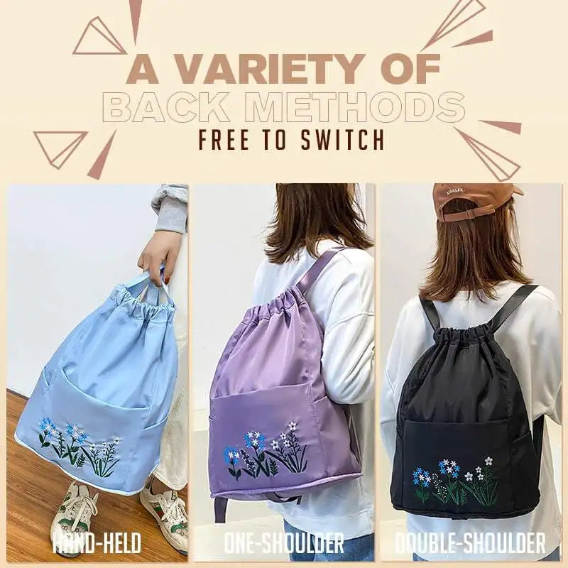 Women's Drawstring Backpack Soft Multifunction Portable Travel Handbag