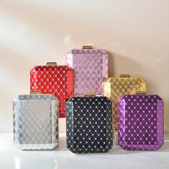 Women's Diamond Lattice Party Clutch Wedding Evening Bag