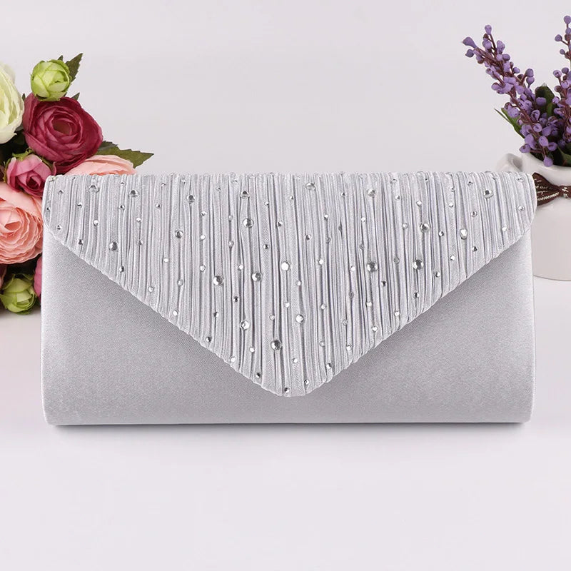 Women's Envelope Clutch Small Party Handbag Purse with Chain Shoulder Bag
