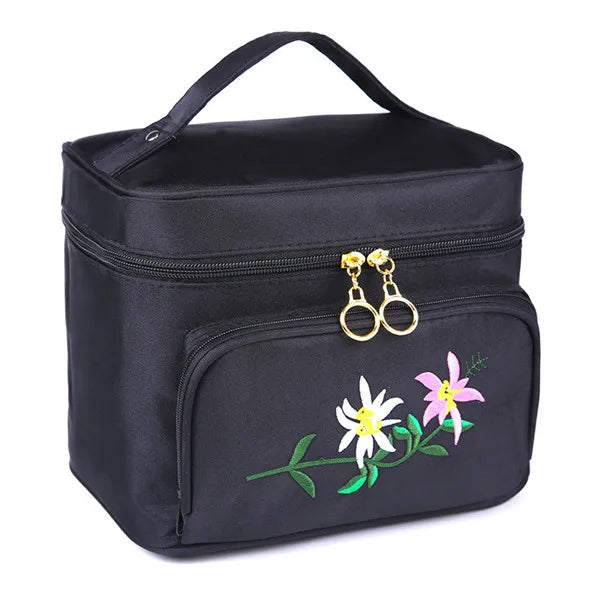 Women's Embroidery Cosmetic Bag Travel Organizer Toiletry Makeup Vanity Pouch
