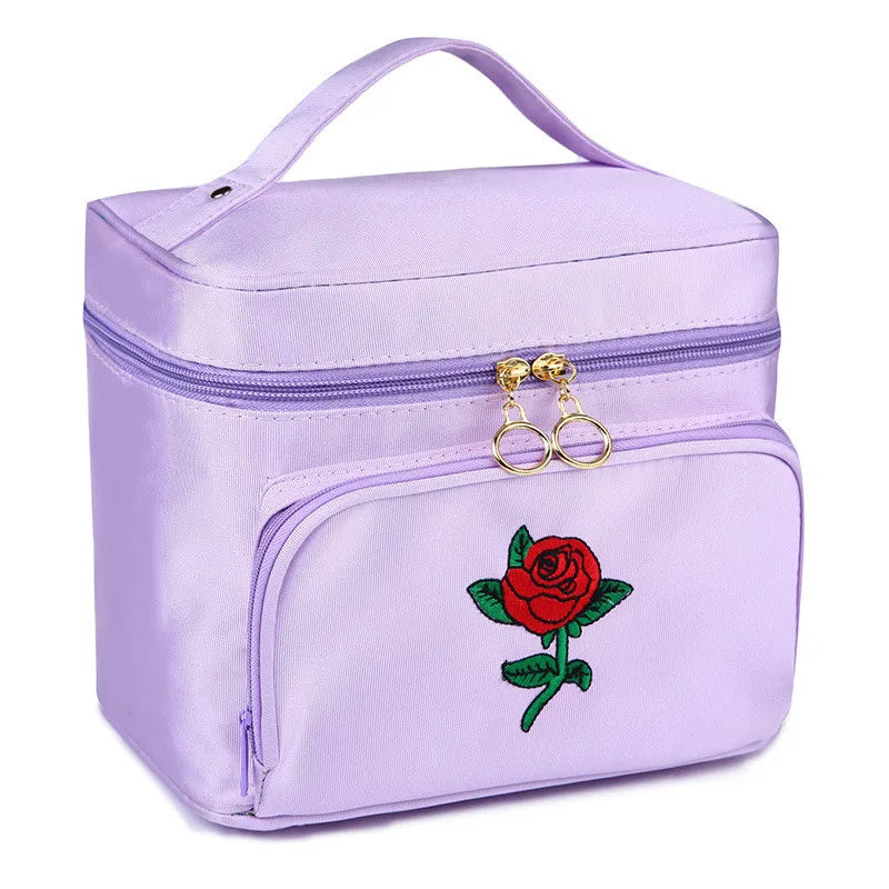 Women's Embroidery Cosmetic Bag Travel Organizer Toiletry Makeup Vanity Pouch