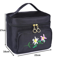 Women's Embroidery Cosmetic Bag Travel Organizer Toiletry Makeup Vanity Pouch