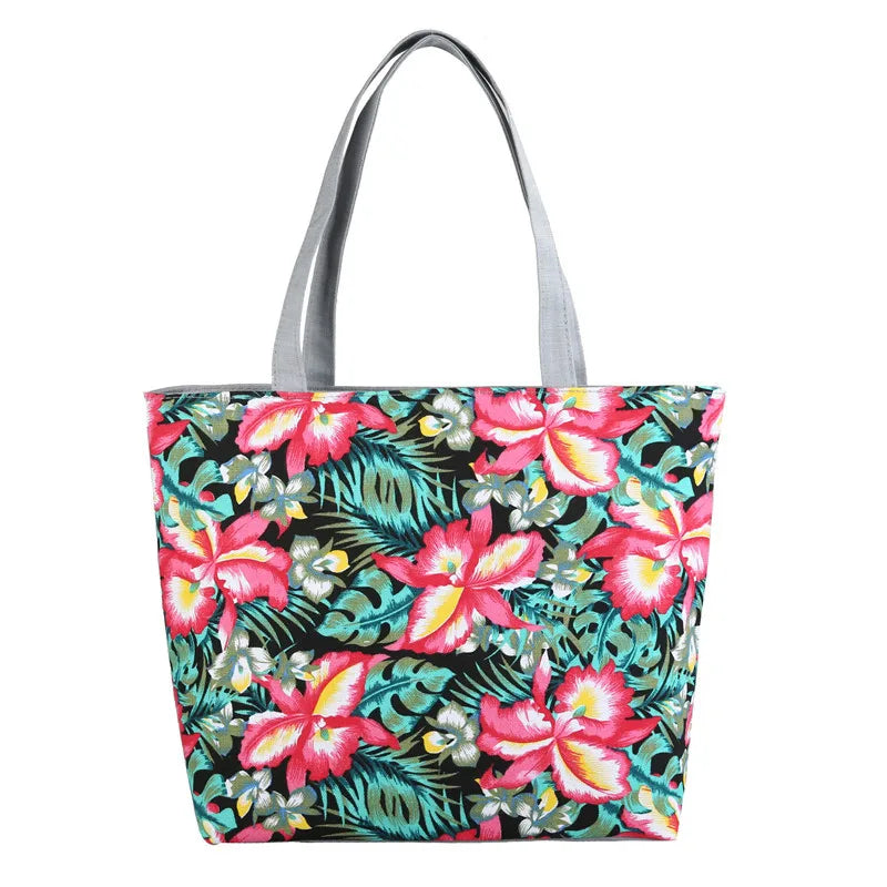 Ethnic Style Printed Canvas Handbag Women Casual Tote Large Capacity