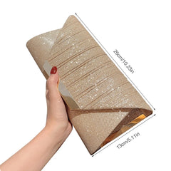 Women's Glitter Evening Bag Clutch with Chain for Banquet G5AE