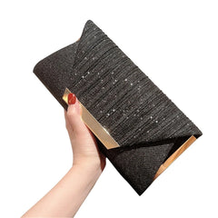 Women's Glitter Evening Bag Clutch with Chain for Banquet G5AE