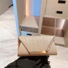 Women's Glitter Evening Bag Clutch with Chain for Banquet G5AE