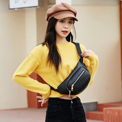 Women's PU Leather Fanny Pack Travel Waist Bag