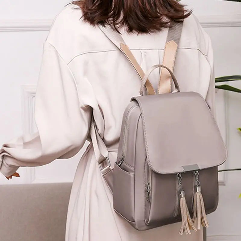 Women's Nylon Backpack Tassel Anti-theft Daypack