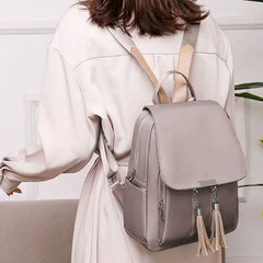 Women's Nylon Backpack Tassel Anti-theft Daypack