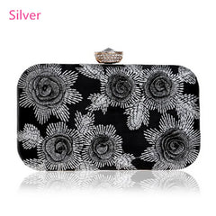 Vintage Embroidery Flower Rose Rhinestones Purse Party Wedding Ladies Bag