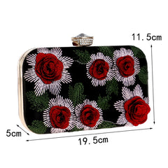 Vintage Embroidery Flower Rose Rhinestones Purse Party Wedding Ladies Bag