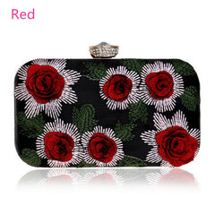 Vintage Embroidery Flower Rose Rhinestones Purse Party Wedding Ladies Bag