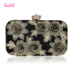Vintage Embroidery Flower Rose Rhinestones Purse Party Wedding Ladies Bag