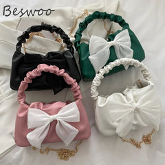 Spring Bow Folds Armpit Handbag Purse Casual Shoulder Bag