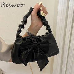 Spring Bow Folds Armpit Handbag Purse Casual Shoulder Bag