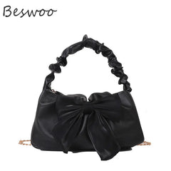 Spring Bow Folds Armpit Handbag Purse Casual Shoulder Bag